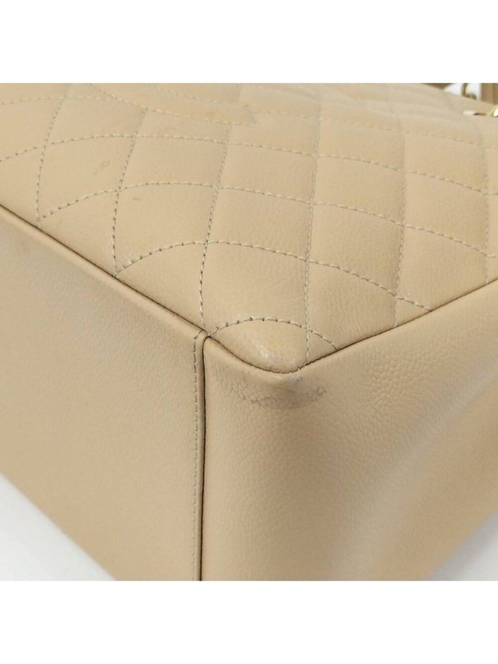 Chanel Gst Chain Tote Bag Quilted Caviar Leather Beige - Picture 3 of 10